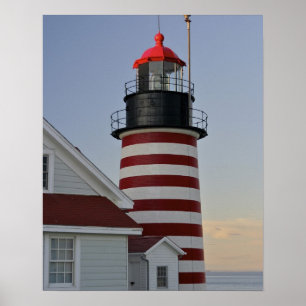 USA, Maine, Lubec. West Quoddy Head Lighthouse, Poster