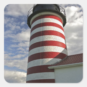 USA, Maine, Lubec. West Quoddy Head LIghthouse Square Sticker