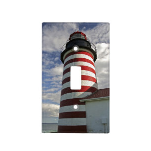 USA, Maine, Lubec. West Quoddy Head LIghthouse Switch Plate Cover