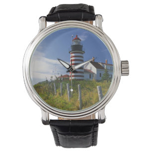 USA, Maine, Lubec. West Quoddy Head Lighthouse Watch