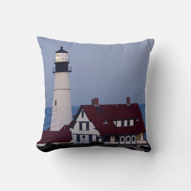 USA, Maine, Portland, Cape Elizabeth, Lighthouse Cushion (Front)