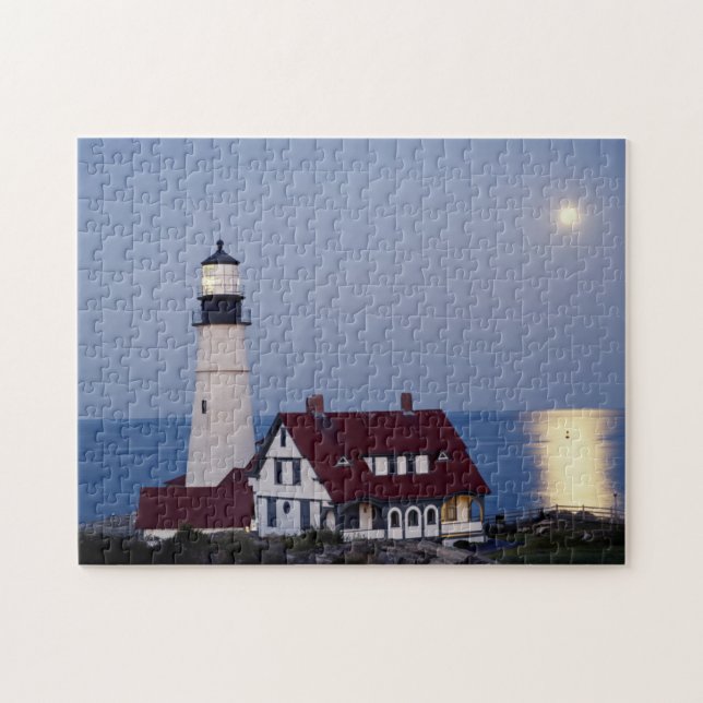 USA, Maine, Portland, Cape Elizabeth, Lighthouse Jigsaw Puzzle (Horizontal)