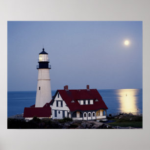 USA, Maine, Portland, Cape Elizabeth, Lighthouse Poster