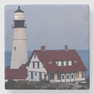USA, Maine, Portland, Cape Elizabeth, Lighthouse Stone Coaster