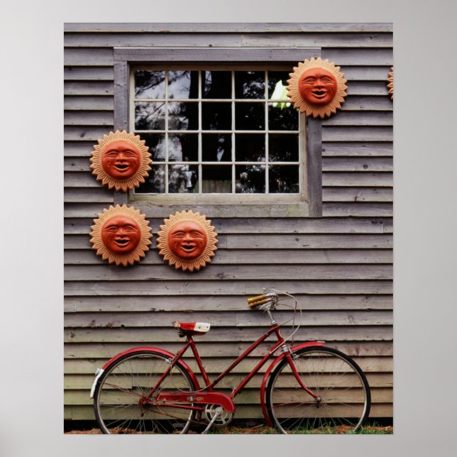 USA, Maine, Wiscasset, Sun Masks And Bicycle Poster (Front)