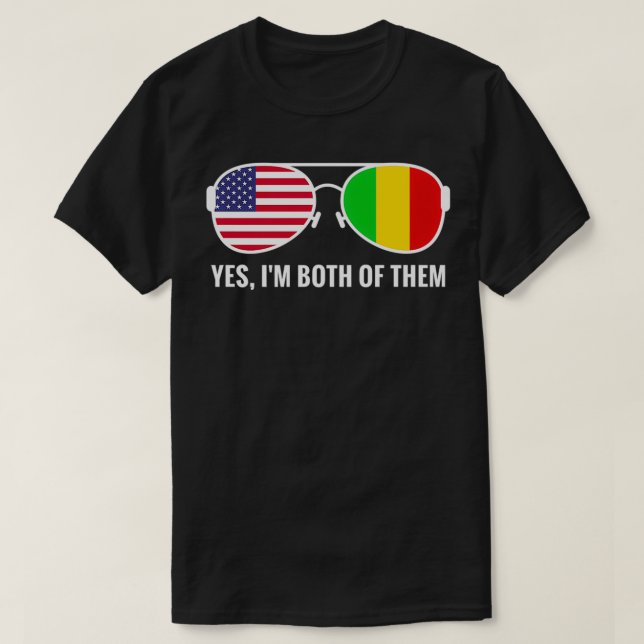 USA Mali Flag Sunglasses Malian Americans mud  T-Shirt (Design Front)