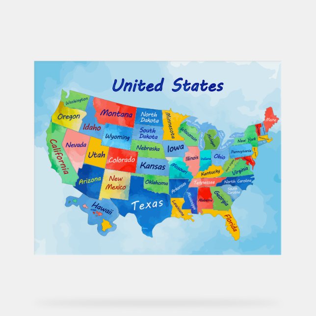 USA Map Acrylic Sign (Front)