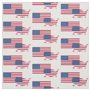 USA MAP   American Flag   Stars and Stripes Fabric