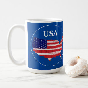 USA Map And Flag Coffee Mug