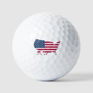 USA Map and Flag Red White and Blue Stripes Stars Golf Balls