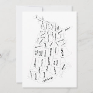 USA Map black and white  Invitation