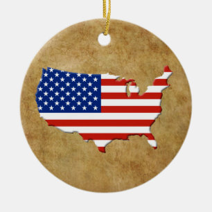 USA map Ceramic Tree Decoration
