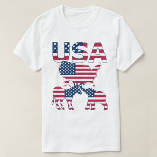 USA Map Donkey Elephant on Flag Political Election T-Shirt