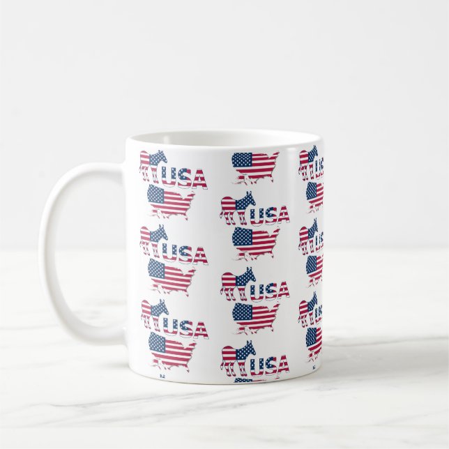 USA Map Flag Political Democratic Party Donkey Coffee Mug (Left)