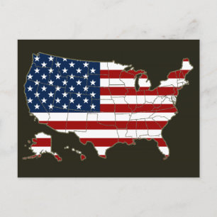USA map & flag Postcard