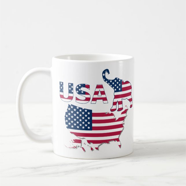 USA Map Flag Republican Party Elephant Political  Coffee Mug (Left)