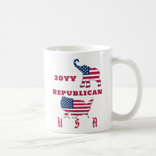 USA Map Republican Party Elephant on Flag Election Coffee Mug