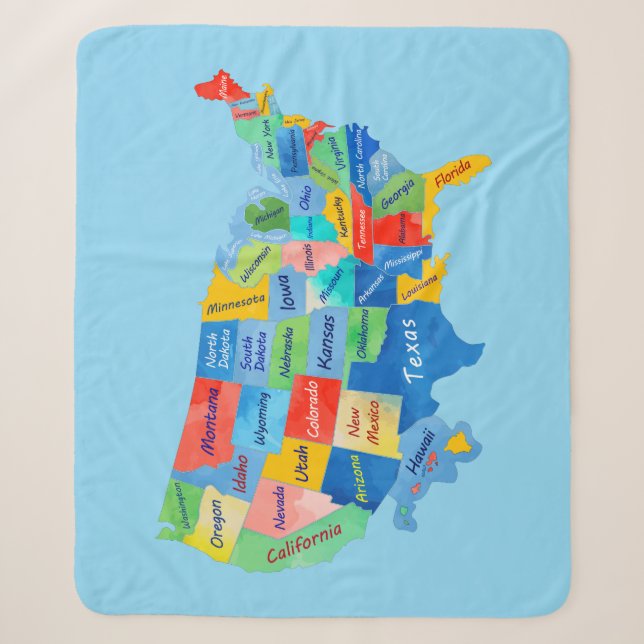 USA Map Sherpa Blanket (Front)