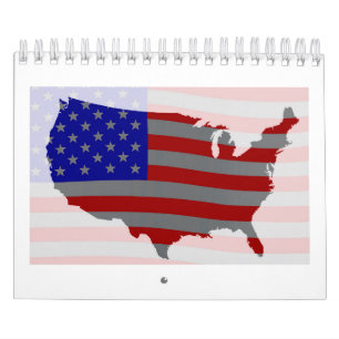 USA Map Silhouette And Flag Calendar