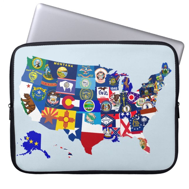 USA Map State Flags Mosaic Laptop Cover (Front)