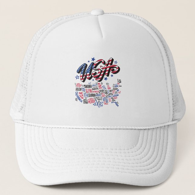 USA Map U.S. states America Trucker Hat (Front)