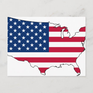 Usa Map, United States flag Postcard