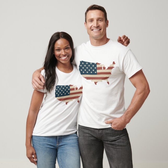 USA map vintage American flag tee (Unisex)
