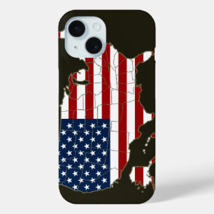 USA map with american flag iPhone 15 Case