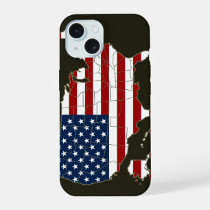 USA map with american flag iPhone 15 Case
