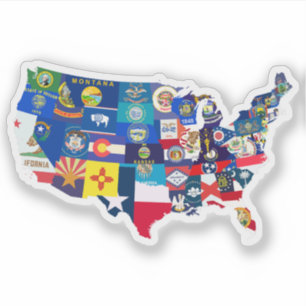 USA map with flags