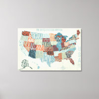 USA Map with States in Words