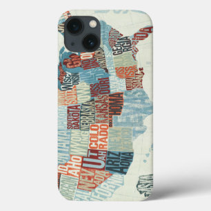 USA Map with States in Words iPhone 13 Case