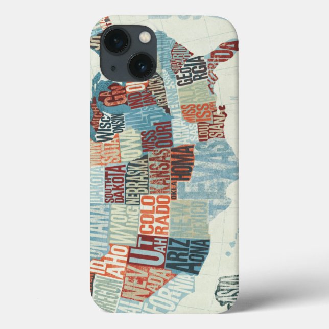 USA Map with States in Words Case-Mate iPhone Case (Back)