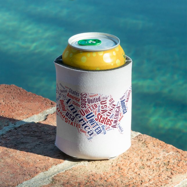 USA Map Word Art  Can Cooler (In Situ Pool)