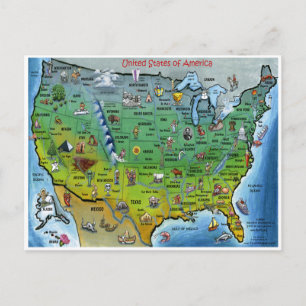 USA Map Z Postcard
