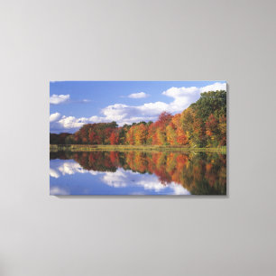 USA, Massachusetts, Acton. Reflection of autumn Canvas Print
