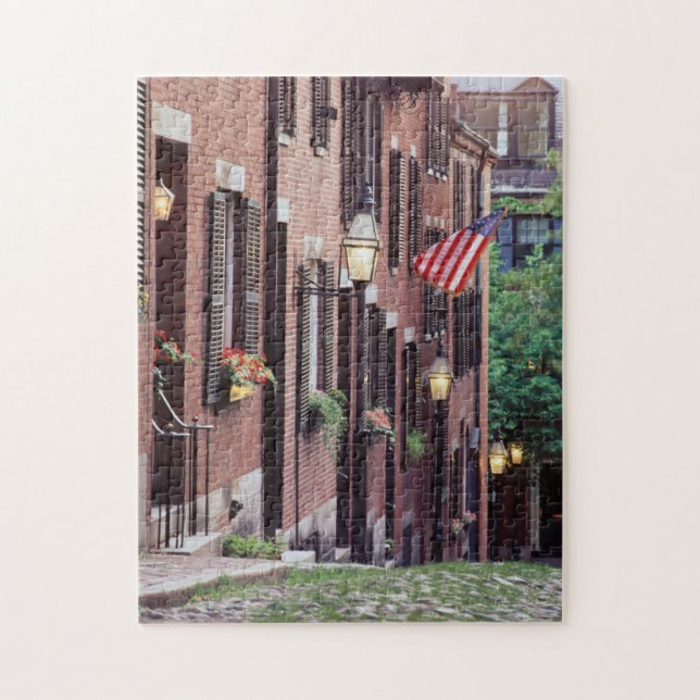 USA, Massachusetts, Boston, Houses Along Acorn Jigsaw Puzzle (Vertical)