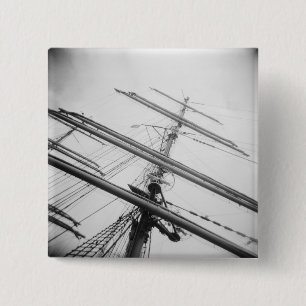 USA, Massachusetts, Boston. Masts of tall ship. 15 Cm Square Badge