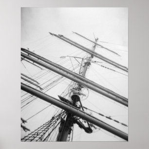 USA, Massachusetts, Boston. Masts of tall ship. Poster