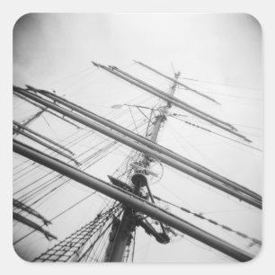USA, Massachusetts, Boston. Masts of tall ship. Square Sticker