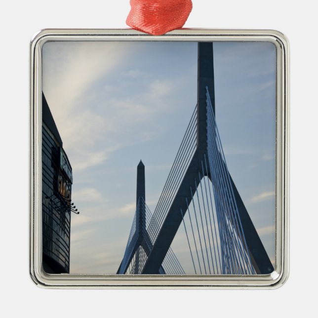 USA, Massachusetts, Boston. The Zakim Bridge. 2 Metal Tree Decoration (Front)