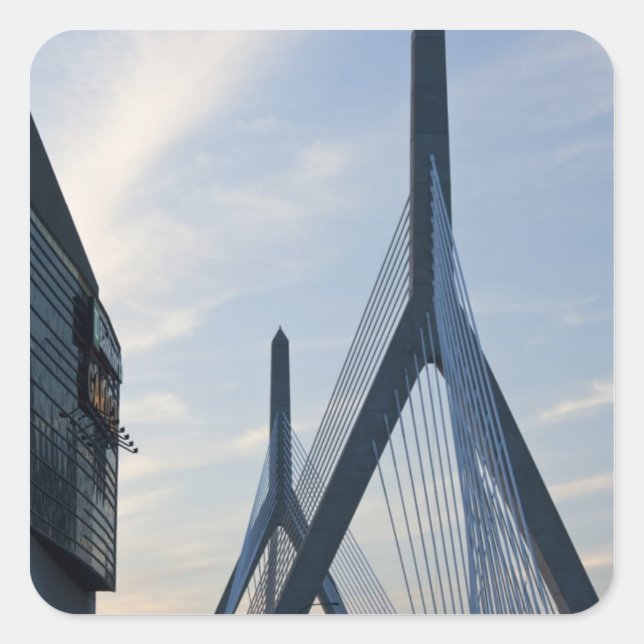 USA, Massachusetts, Boston. The Zakim Bridge. 2 Square Sticker (Front)