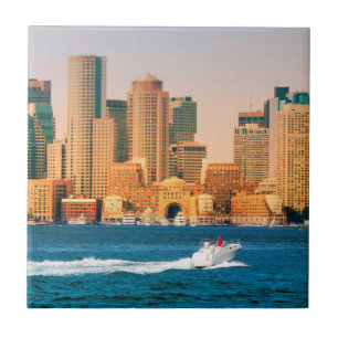 USA, Massachusetts. Boston Waterfront Panorama Tile