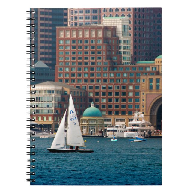 USA, Massachusetts. Boston Waterfront Skyline 2 Notebook (Front)