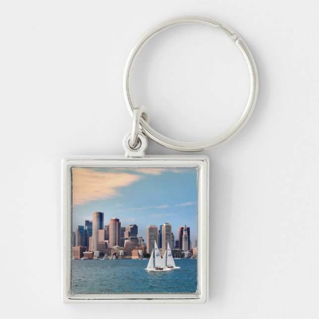 USA, Massachusetts. Boston Waterfront Skyline 3 Key Ring (Front)