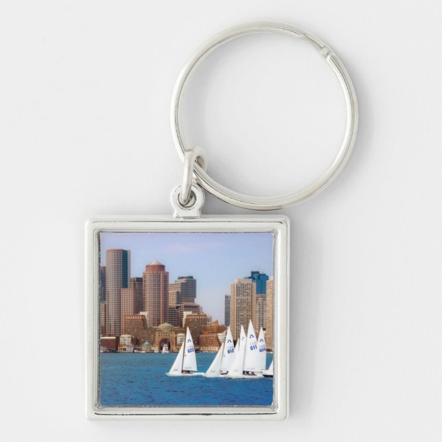 USA, Massachusetts. Boston Waterfront Skyline 4 Key Ring (Front)