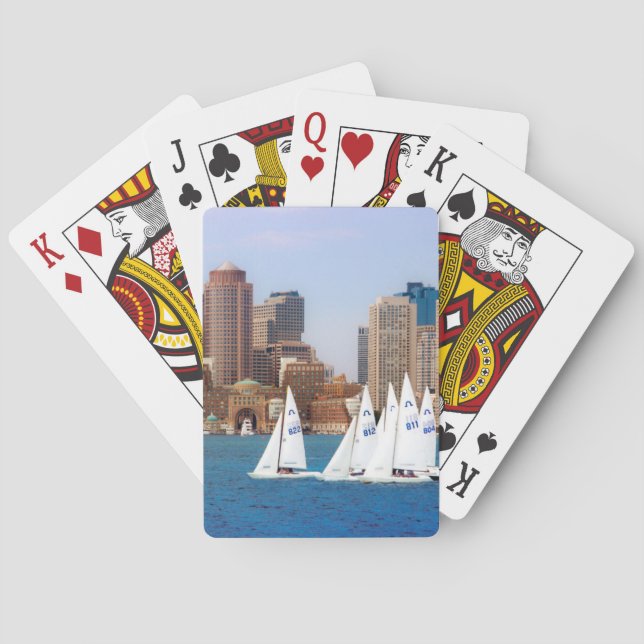 USA, Massachusetts. Boston Waterfront Skyline 4 Playing Cards (Back)