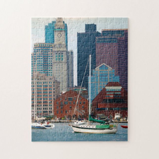 USA, Massachusetts. Boston Waterfront Skyline Jigsaw Puzzle (Vertical)
