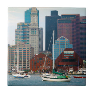 USA, Massachusetts. Boston Waterfront Skyline Tile