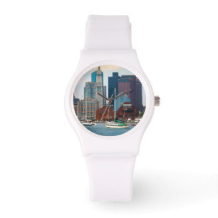USA, Massachusetts. Boston Waterfront Skyline Watch